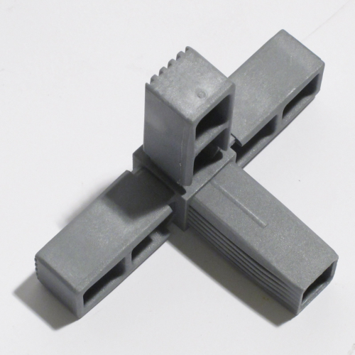 Steckverbinder für Vierkantrohr 25x25x1,5 - 4 Wege RAL 9006 silbermetallic
